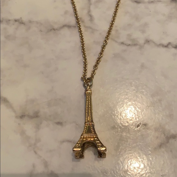 Long Eiffel Tower Paris Necklace Gold - Picture 4 of 13